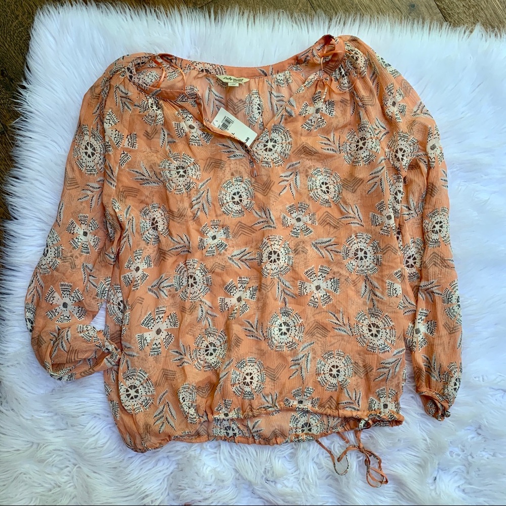 lucky brand • NWT sheer silk tie blouse
